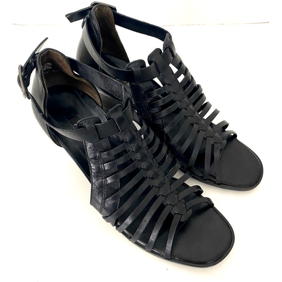 PAUL GREEN Christy Sandal Caged Ankle Strap Open Toe Black Strappy 6.5 UK 9 US - Picture 2 of 11